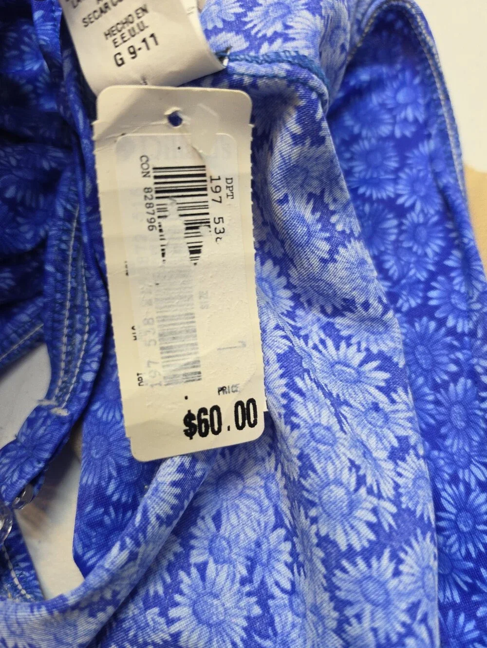 Raisins Vintage 90s Blue One Piece Swimsuit Scoop Neck Blue Daisies High Cut Leg